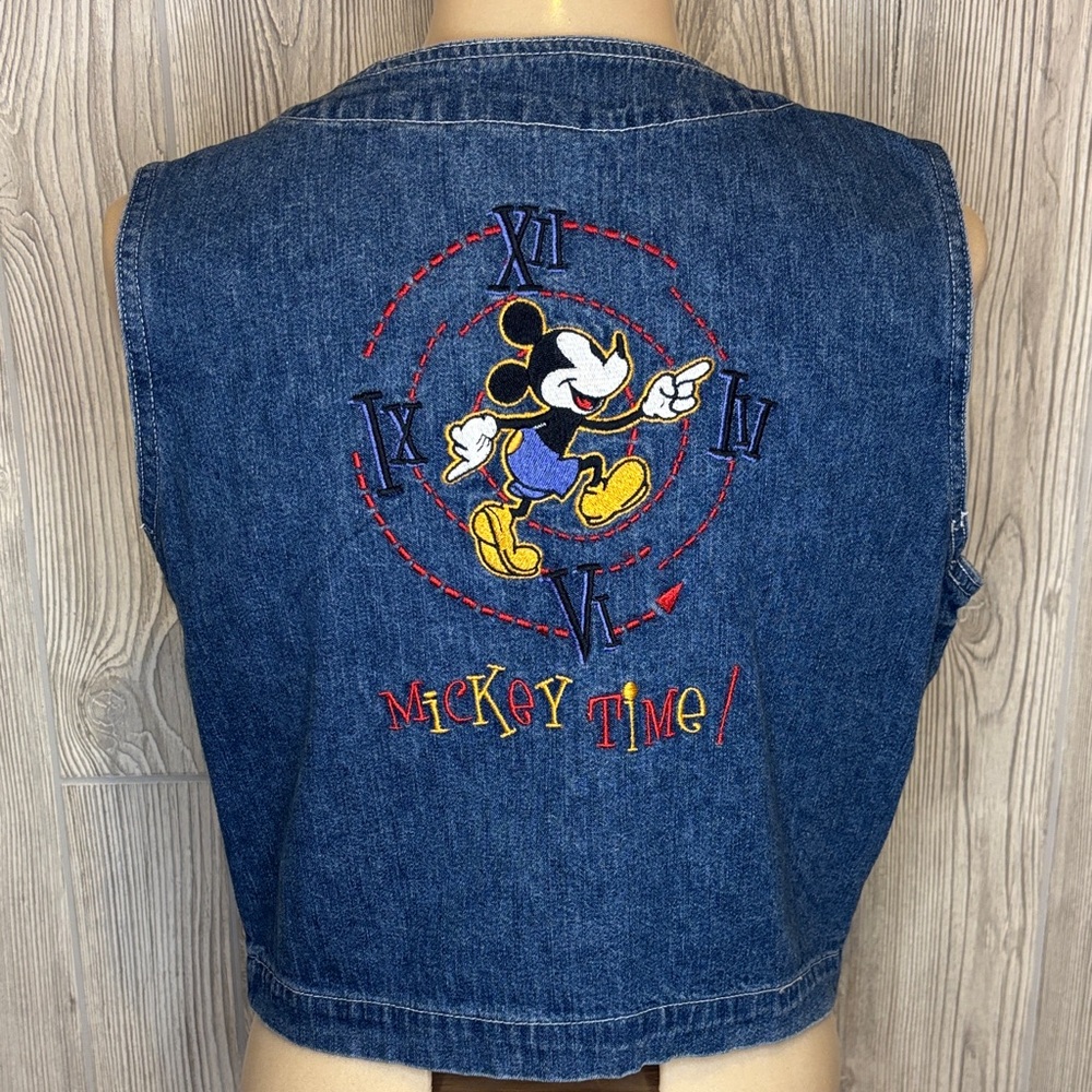 Mickey & Co. 90’s Vintage Embroidered Mickey Time Denim Vest - Size M